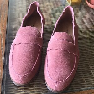Pink velvet flats